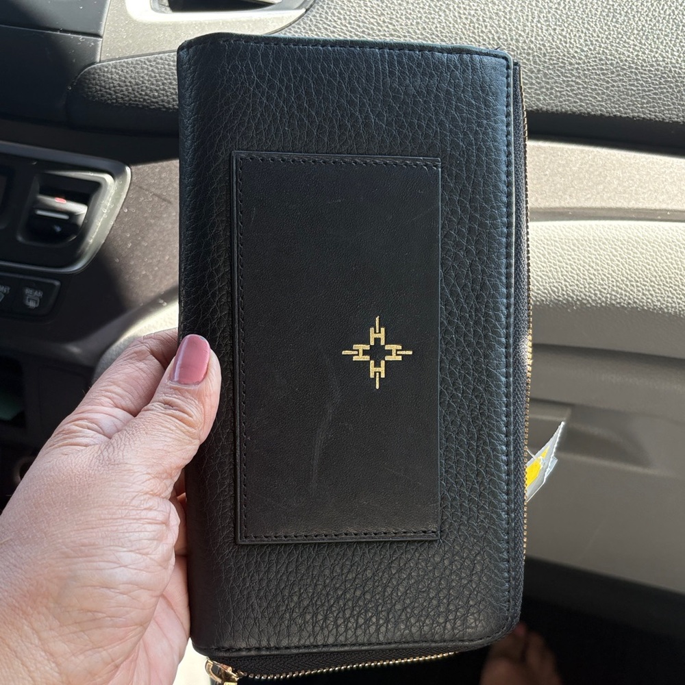 Black Leather Wallet with Gold Accent